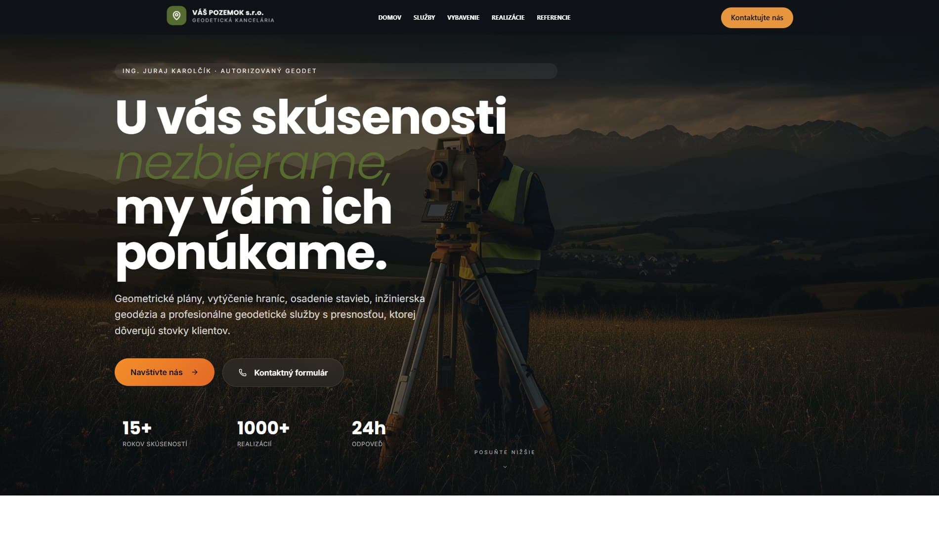 Web Váš Pozemok: U vás skúsenosti nezbierame, my vám ich ponúkame.